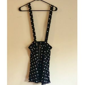 Vintage suspender polka dot skirt